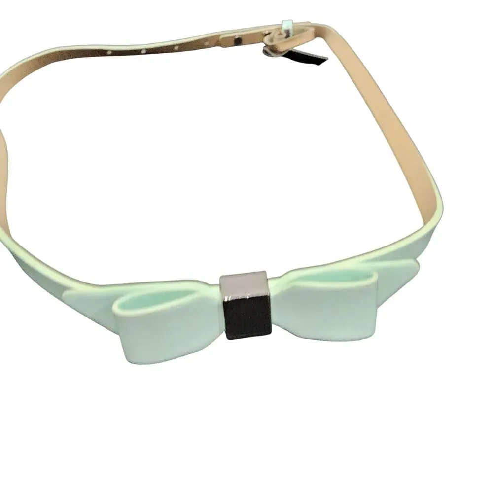 White House Black Market Mint Bow Belt Skinny Faux Leather Size M NWT‎
